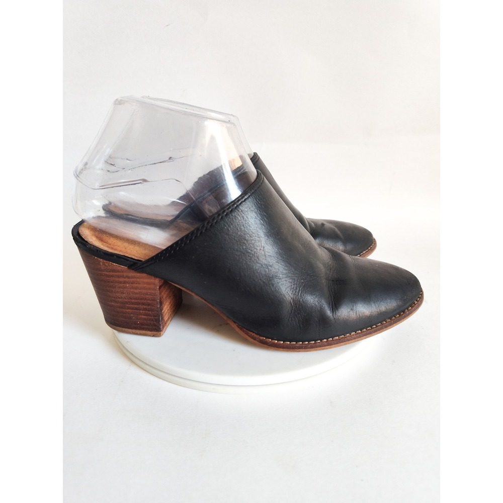 Madewell Harper Mule 7 Leather Stacked Block Heel J8560 Minimalist Black Preppy